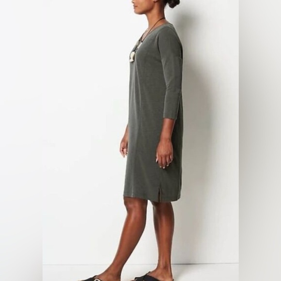 Pure Jill Sand-Washed Slub Knit Midi Dress – Size M – Effortless Coastal Chic - Picture 3 of 13